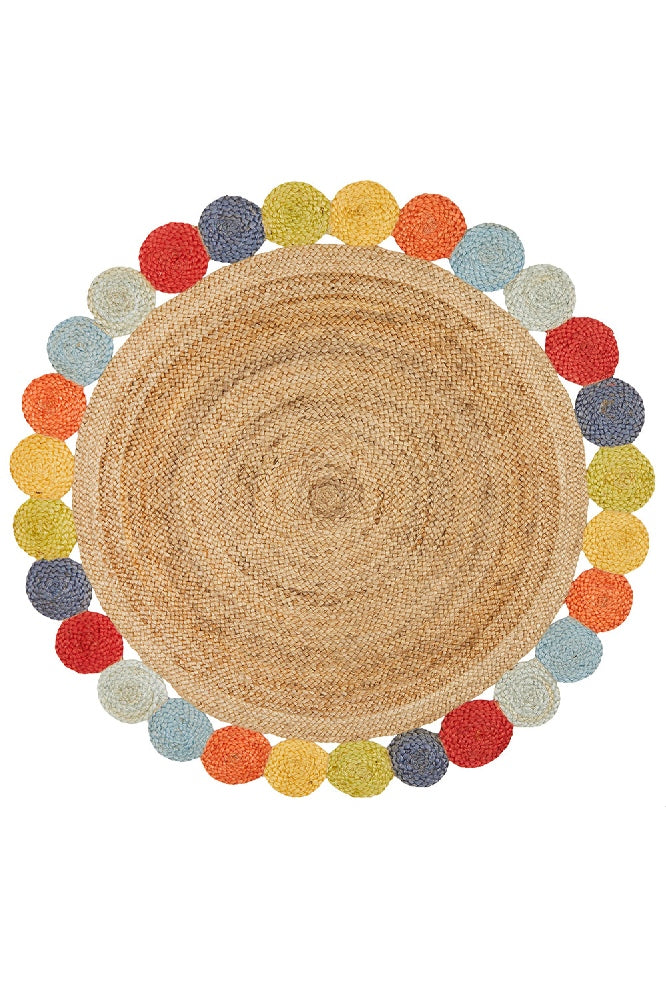 MULTICOLOR ROUND JUTE HAND WOVEN DHURRIE