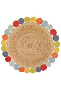 MULTICOLOR ROUND JUTE HAND WOVEN DHURRIE by Imperial Knots - Image 2