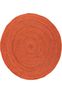 ORANGE ROUND JUTE HAND WOVEN DHURRIE by Imperial Knots - Image 2