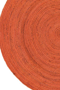 ORANGE ROUND JUTE HAND WOVEN DHURRIE by Imperial Knots - Image 3