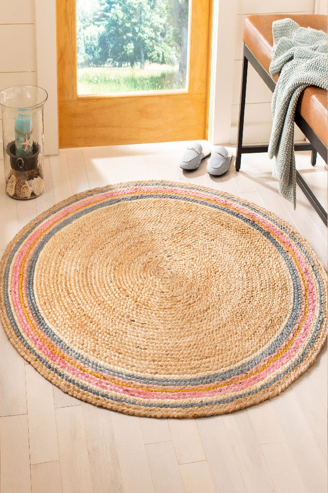 MULTICOLOR ROUND JUTE HAND WOVEN DHURRIE