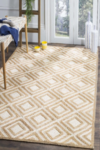 NATURAL IVORY GEOMETRIC JUTE HAND WOVEN DHURRIE by Imperial Knots - Image 2