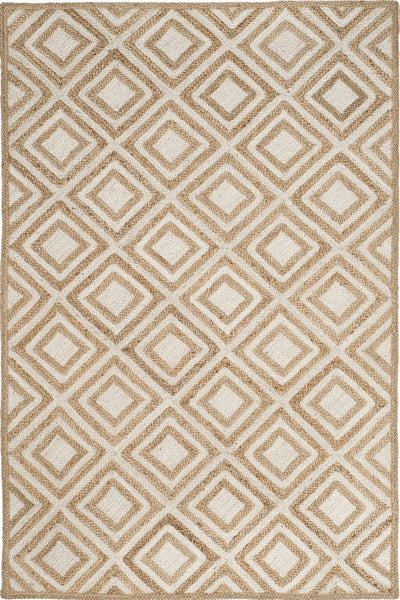 NATURAL IVORY GEOMETRIC JUTE HAND WOVEN DHURRIE