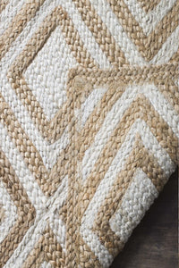 NATURAL IVORY GEOMETRIC JUTE HAND WOVEN DHURRIE by Imperial Knots - Image 3
