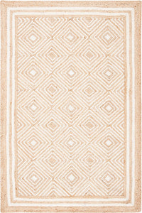 NATURAL IVORY GEOMETRIC JUTE HAND WOVEN DHURRIE by Imperial Knots - Image 1