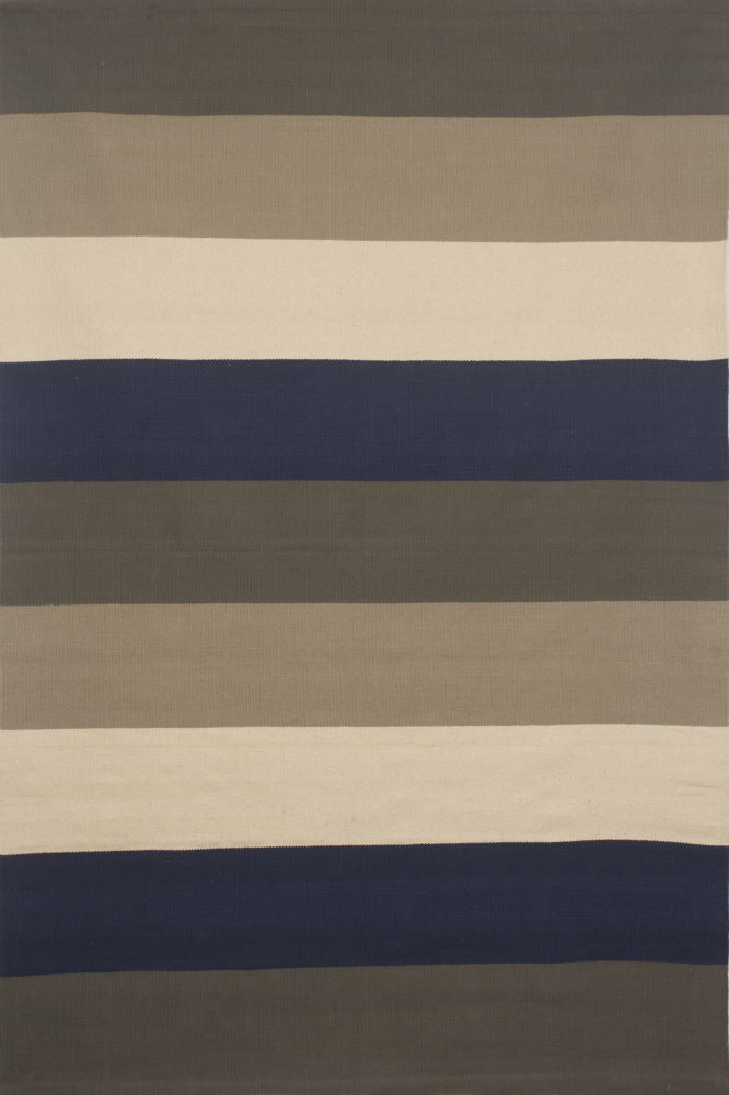 BLUE GREY STRIPES HAND WOVEN COTTON DHURRIE