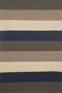 BLUE GREY STRIPES HAND WOVEN COTTON DHURRIE by Imperial Knots - Image 1