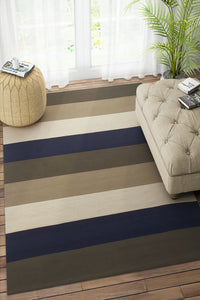 BLUE GREY STRIPES HAND WOVEN COTTON DHURRIE by Imperial Knots - Image 2