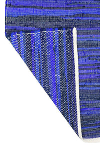 BLUE SOLID COTTON HAND WOVEN DHURRIE by Imperial Knots - Image 4