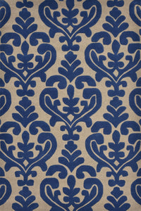 BLUE AND GREY DAMASK HAND TUFTED CARPET by Imperial Knots - Image 1