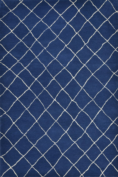 BLUE AND IVORY GEOMETRIC HAND TUFTED CARPET
