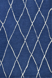 BLUE AND IVORY GEOMETRIC HAND TUFTED CARPET by Imperial Knots - Image 3