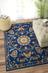 BLUE SUZANI HAND TUFTED CARPET by Imperial Knots - Image 2