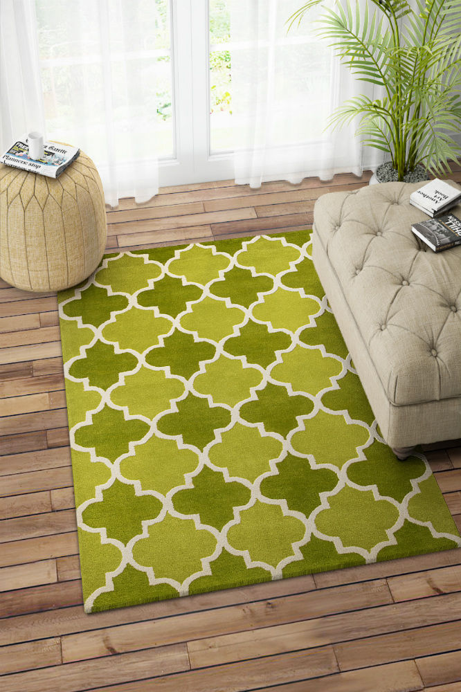 GREEN MOROCCAN HAND TUFTED CARPET by Imperial Knots - Image 2