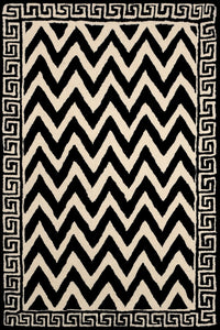 BLACK AND WHITE CHEVRON HAND TUFTED CARPET by Imperial Knots - Image 1