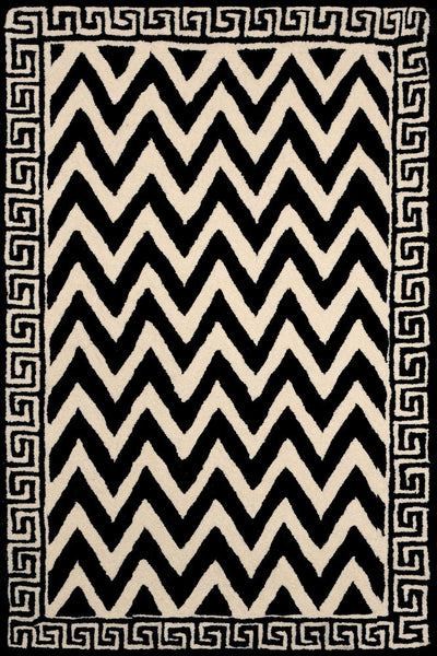 BLACK AND WHITE CHEVRON HAND TUFTED CARPET