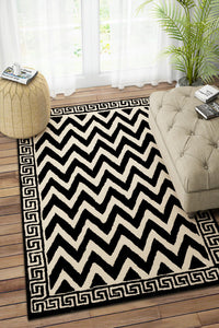 BLACK AND WHITE CHEVRON HAND TUFTED CARPET by Imperial Knots - Image 2