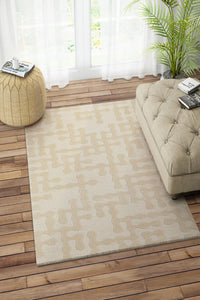 BEIGE EMBOSSED HAND TUFTED CARPET by Imperial Knots - Image 2