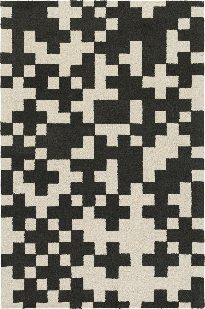 BLACK AND WHITE PIXEL HAND TUFTED CARPET