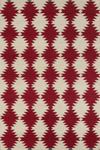 RED IVORY AZTEC HAND WOVEN KILIM DHURRIE