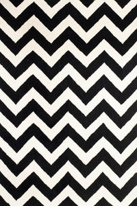 BLACK IVORY CHEVRON MODERN HAND TUFTED CARPET by Imperial Knots - Image 1