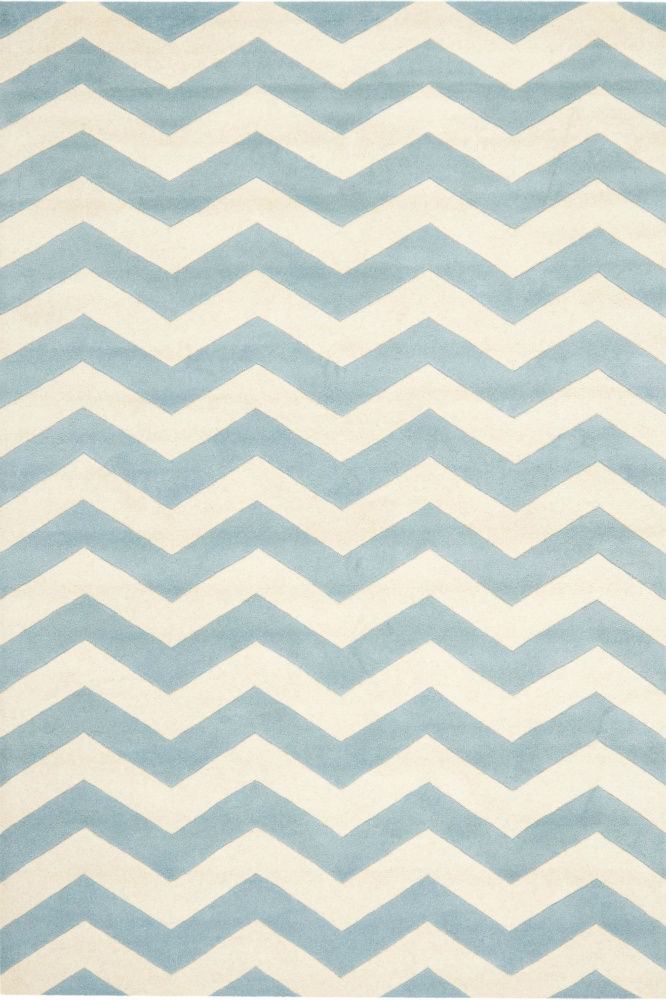BLUE IVORY CHEVRON MODERN HAND TUFTED CARPET