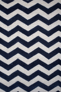 NAVY BLUE IVORY CHEVRON MODERN HAND TUFTED CARPET by Imperial Knots - Image 3