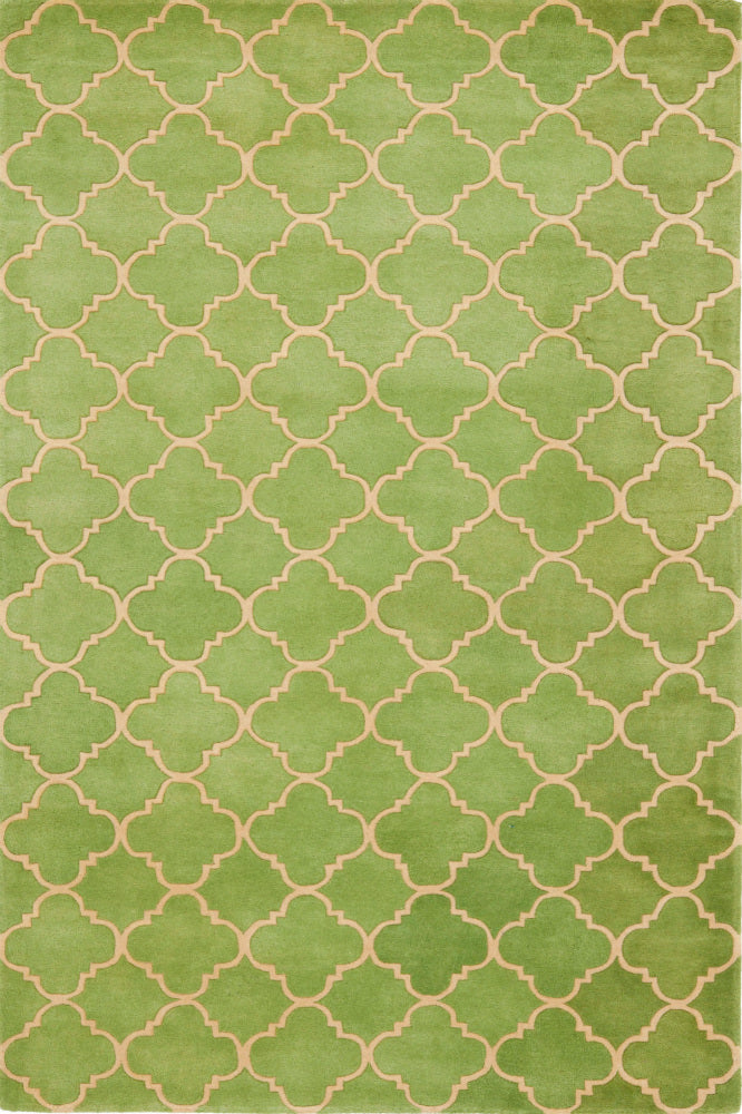 GREEN IVORY MOROCCAN MODERN HAND TUFTED CARPET