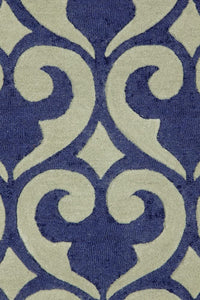 BLUE TEAL DAMASK TRADITIONAL HAND TUFTED CARPET by Imperial Knots - Image 3