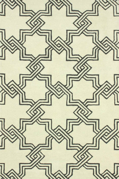 BLACK IVORY GEOMETRIC HAND TUFTED CARPET