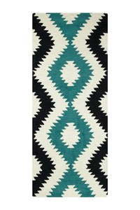 BLUE AZTEC HAND TUFTED CARPET RUNNER by Imperial Knots - Image 1