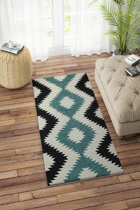 BLUE AZTEC HAND TUFTED CARPET by Imperial Knots - Image 2
