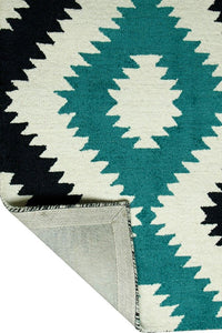 BLUE AZTEC HAND TUFTED CARPET by Imperial Knots - Image 4
