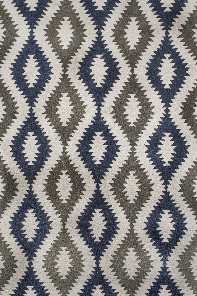 NAVY GREY AZTEC HAND TUFTED CARPET