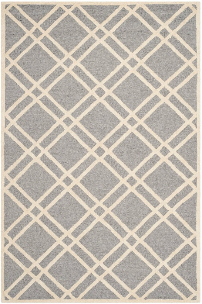 GREY AND IVORY GEOMETRIC HAND TUFTED CARPET