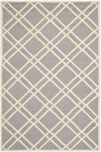 GREY AND IVORY GEOMETRIC HAND TUFTED CARPET by Imperial Knots - Image 1