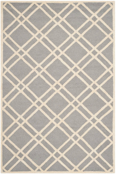 GREY AND IVORY GEOMETRIC HAND TUFTED CARPET
