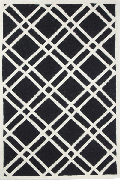 BLACK AND WHITE GEOMETRIC HAND TUFTED CARPET