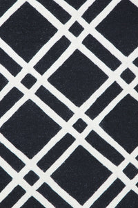 BLACK AND WHITE GEOMETRIC HAND TUFTED CARPET by Imperial Knots - Image 3