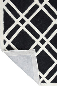 BLACK AND WHITE GEOMETRIC HAND TUFTED CARPET by Imperial Knots - Image 4