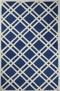 BLUE AND WHITE GEOMETRIC HAND TUFTED CARPET by Imperial Knots - Image 1