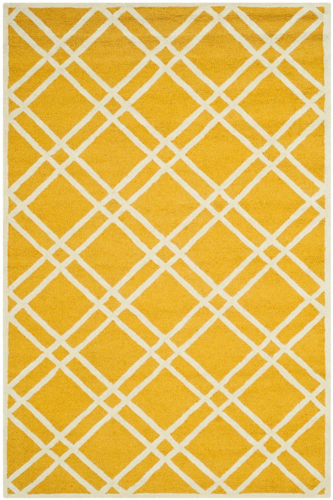 YELLOW AND WHITE GEOMETRIC HAND TUFTED CARPET