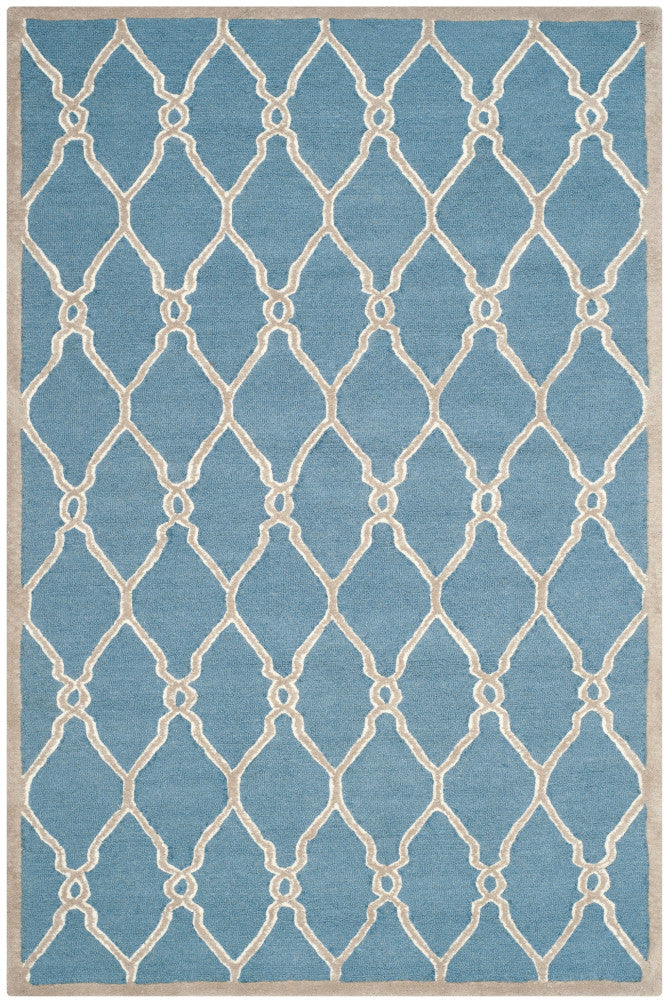 BLUE AND GREY MOROCCAN HAND TUFTED CARPET