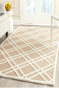 BROWN AND IVORY GEOMETRIC HAND TUFTED CARPET by Imperial Knots - Image 2
