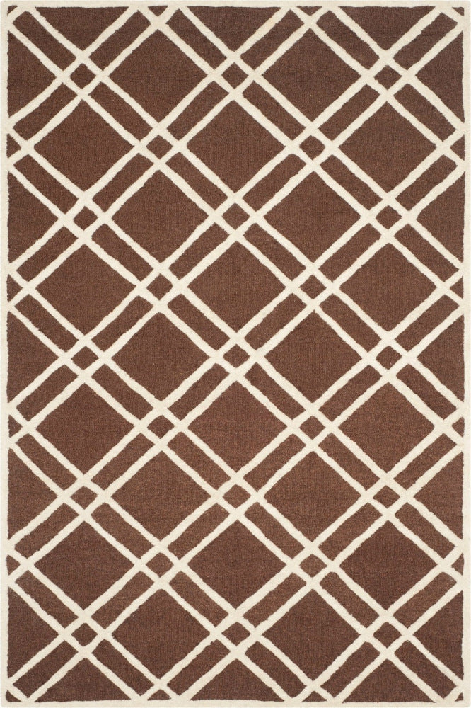 BROWN AND IVORY GEOMETRIC HAND TUFTED CARPET