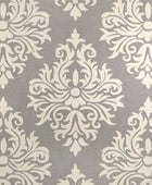 GREY AND IVORY DAMASK HAND TUFTED CARPET by Imperial Knots - Image 1