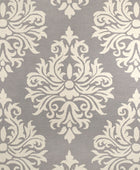 GREY AND IVORY DAMASK HAND TUFTED CARPET