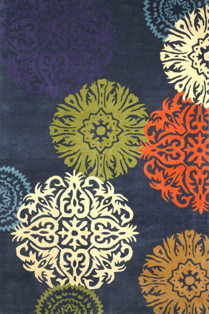 BLUE MULTICOLOR FLORAL HAND TUFTED RUG