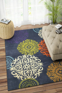 BLUE MULTICOLOR FLORAL HAND TUFTED CARPET by Imperial Knots - Image 2
