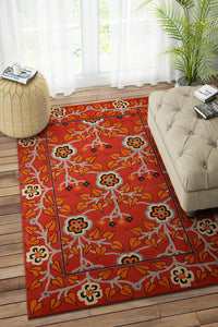 RED PAISLEY HAND TUFTED CARPET by Imperial Knots - Image 2